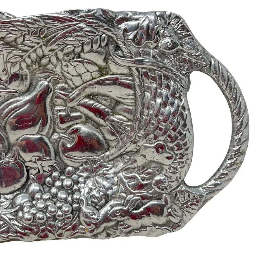 Arthur Court Tray Silver Aluminum Handles 14.5